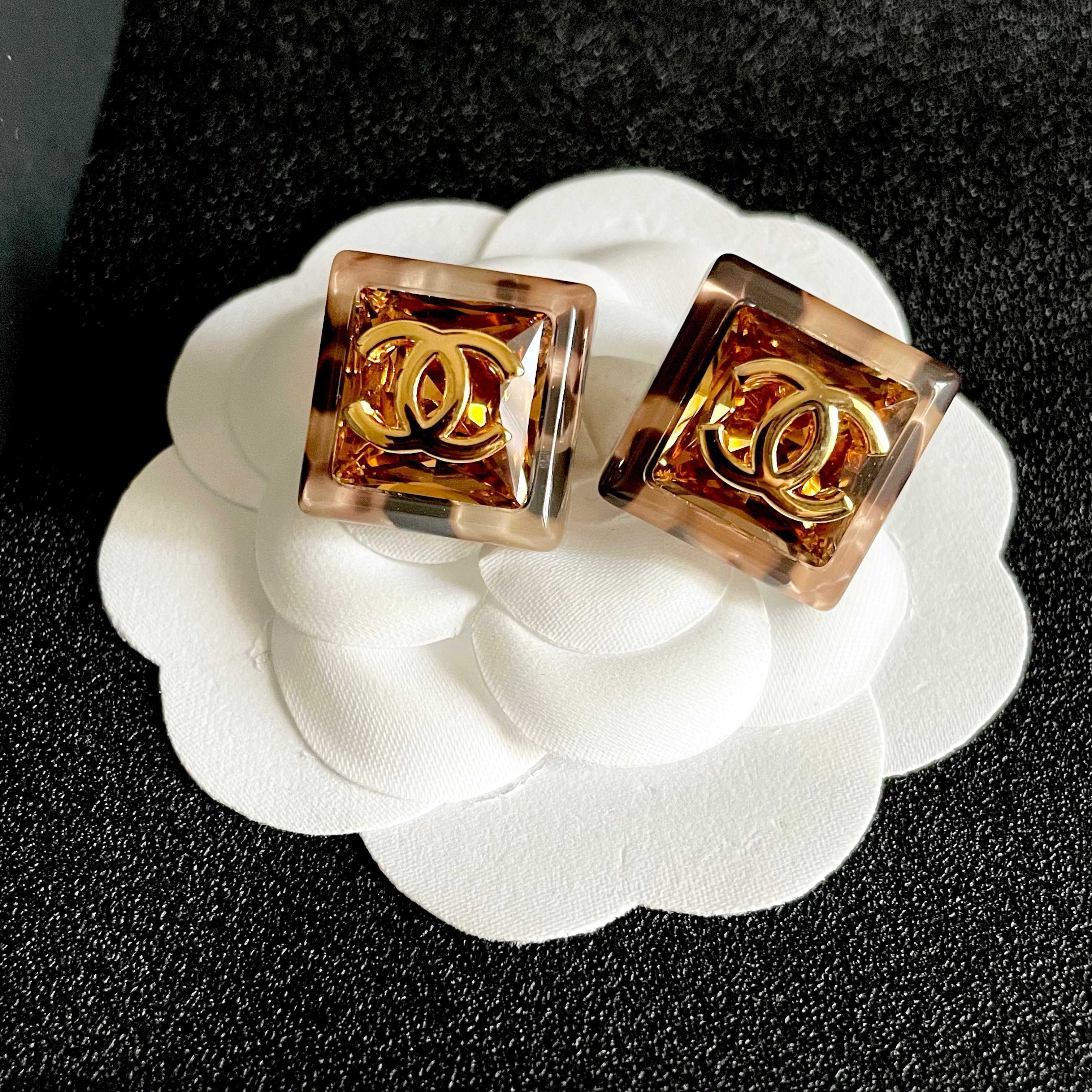 Vintage Authentic Gold-Tone Turn-Lock Earrings