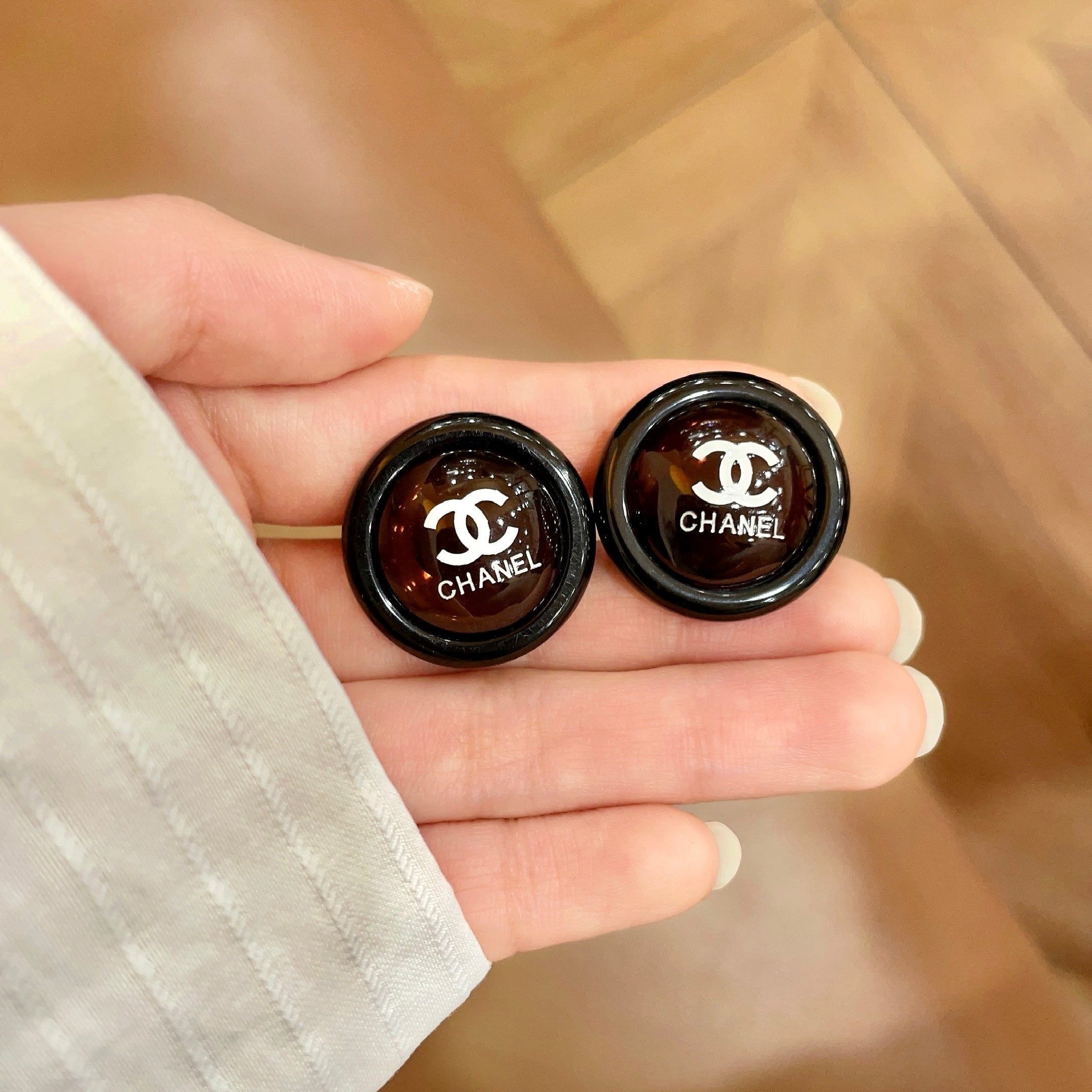 Vintage Authentic Gold-Tone Turn-Lock Earrings
