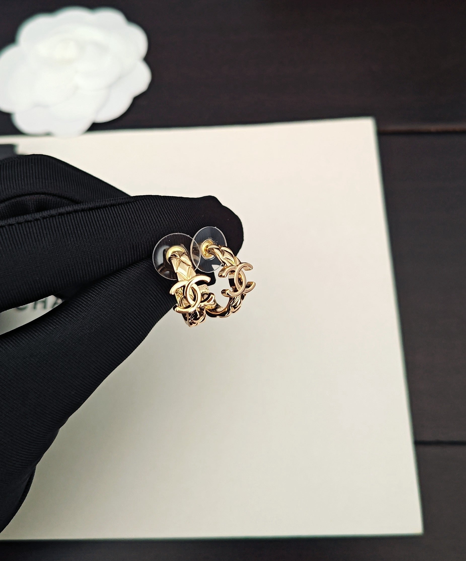 Vintage Authentic Gold-Tone Turn-Lock Earrings