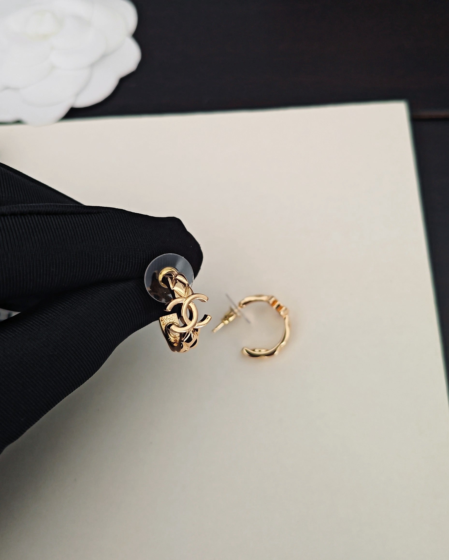 Vintage Authentic Gold-Tone Turn-Lock Earrings