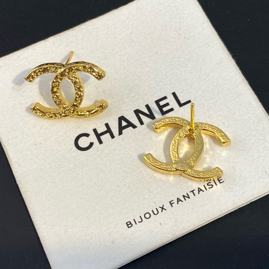 Vintage Authentic Gold-Tone Turn-Lock Earrings
