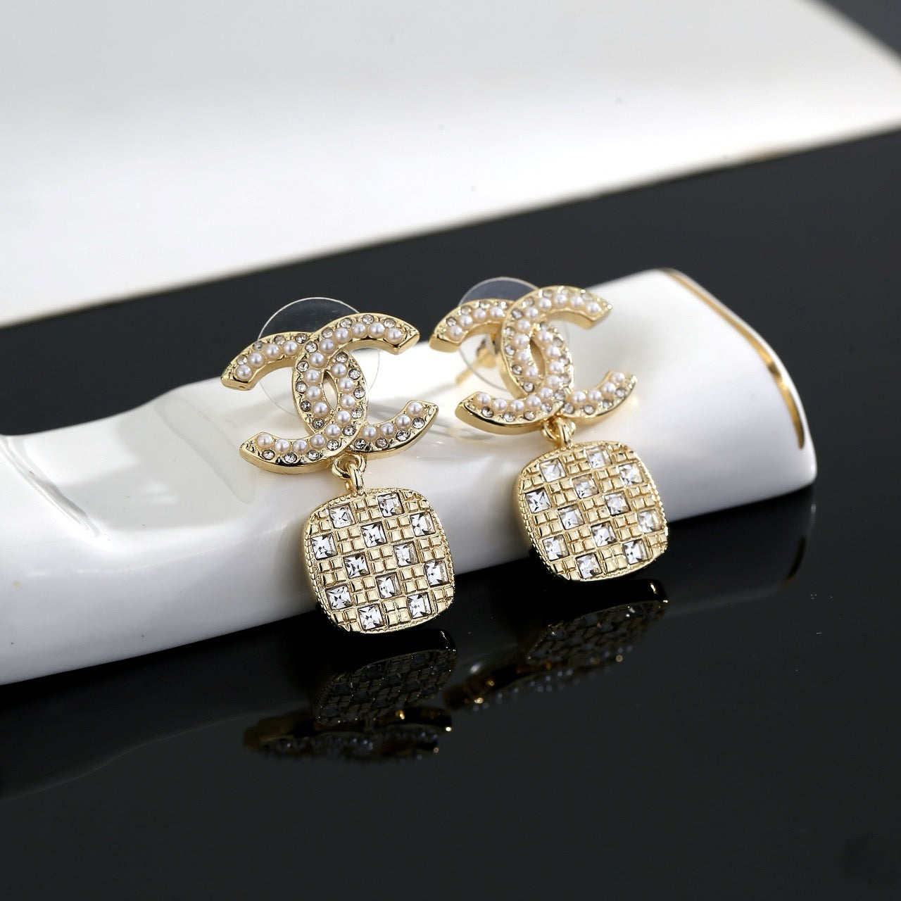 Vintage Authentic Gold-Tone Turn-Lock Earrings