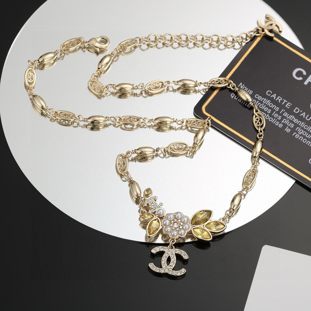 Vintage Authentic Chanel Gold-Tone Turn-Lock Necklace