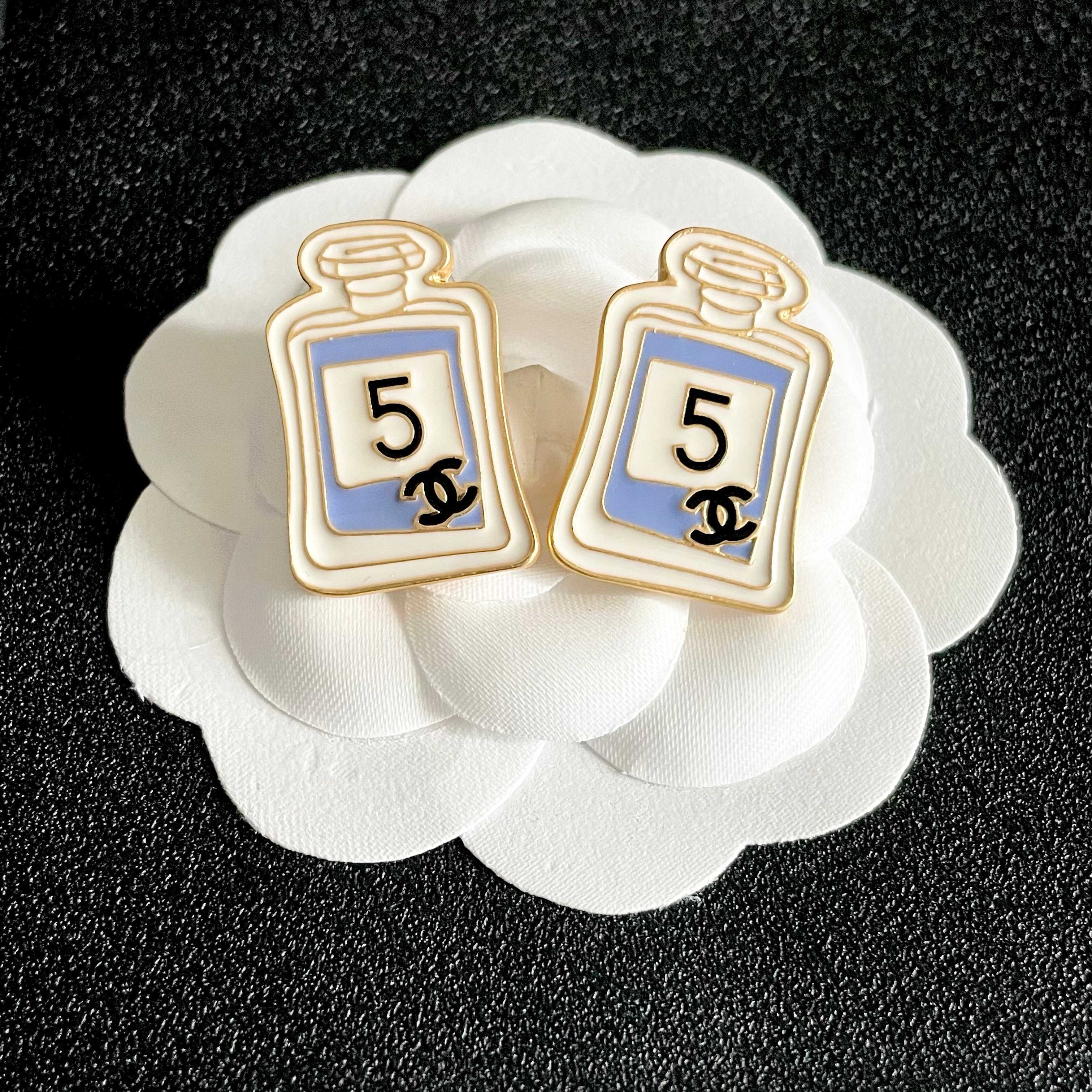 Vintage Authentic Chanel Gold-Tone Turn-Lock Earrings