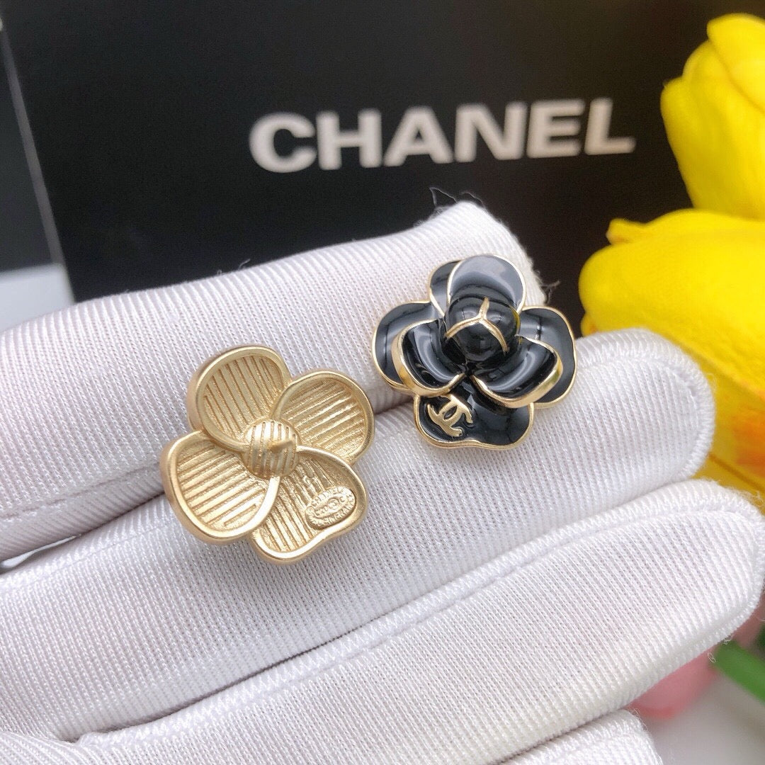 Vintage Authentic Gold-Tone Turn-Lock Earrings