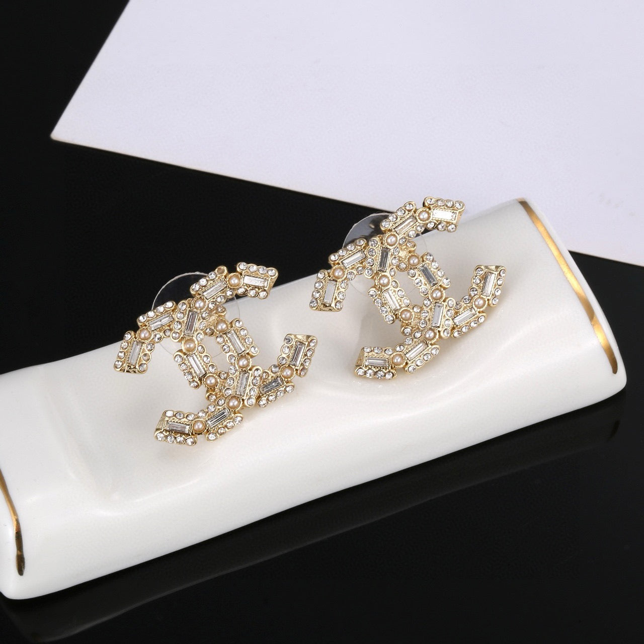 Vintage Authentic Gold-Tone Turn-Lock Earrings