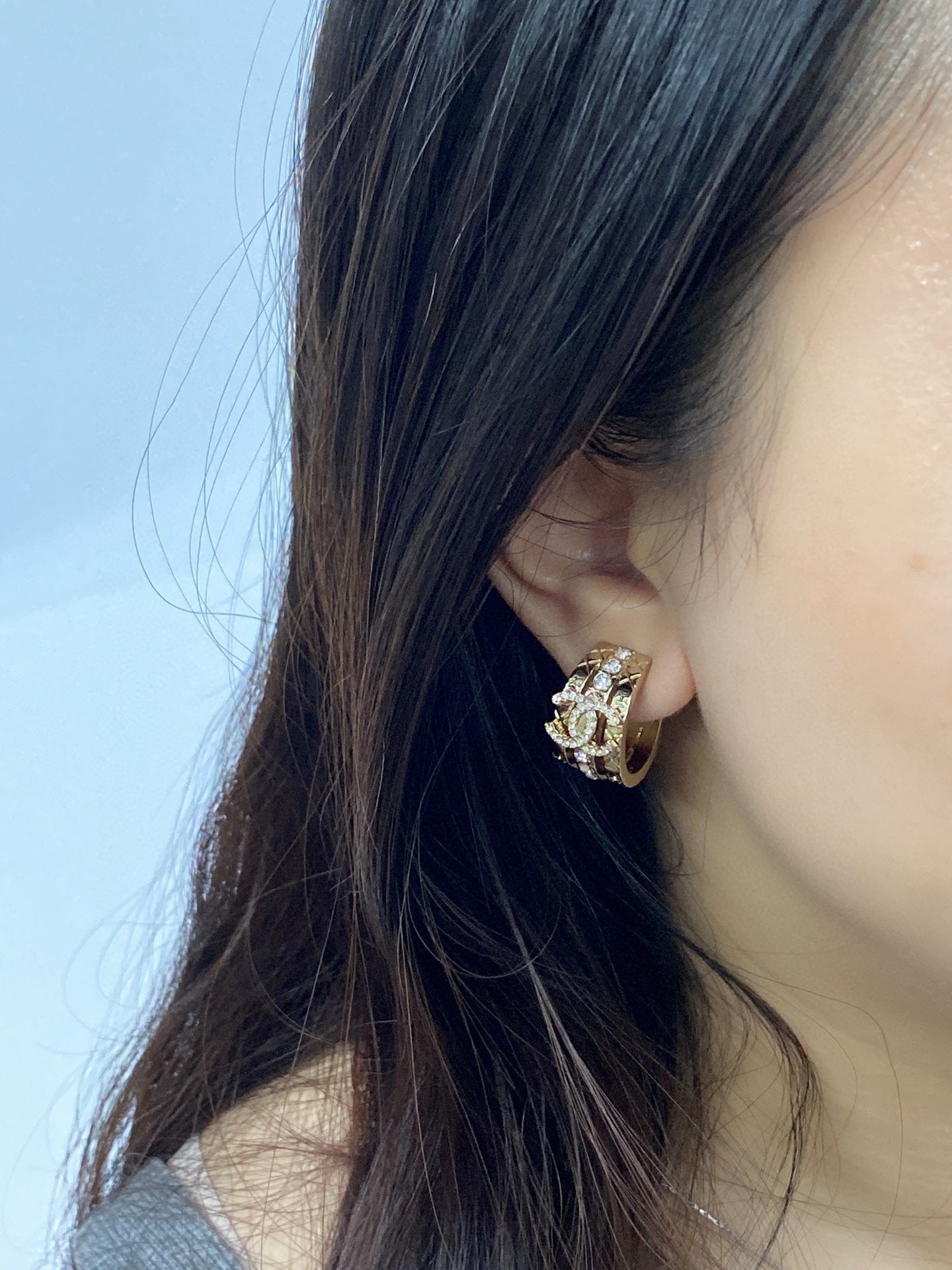 Vintage Authentic Gold-Tone Turn-Lock Earrings
