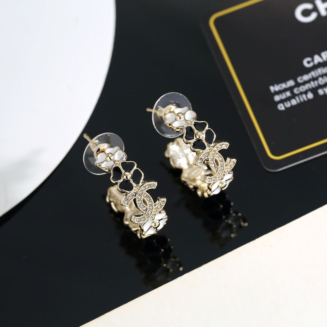 Vintage Authentic Gold-Tone Turn-Lock Earrings