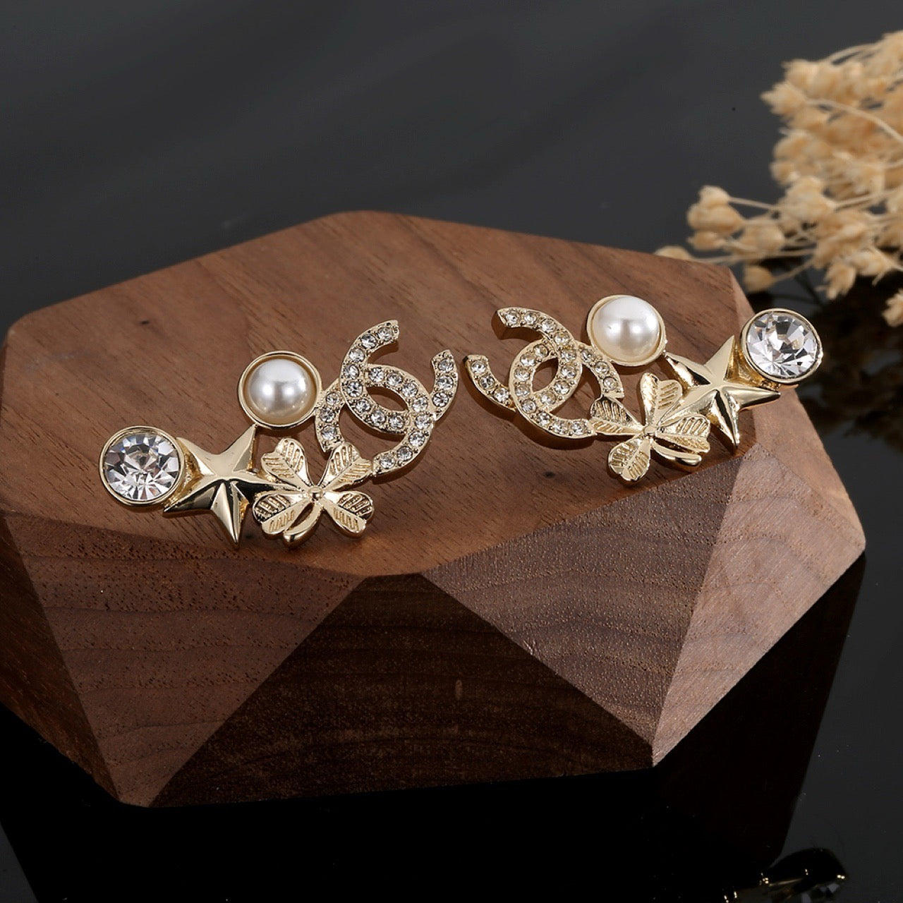 Vintage Authentic Gold-Tone Turn-Lock Earrings