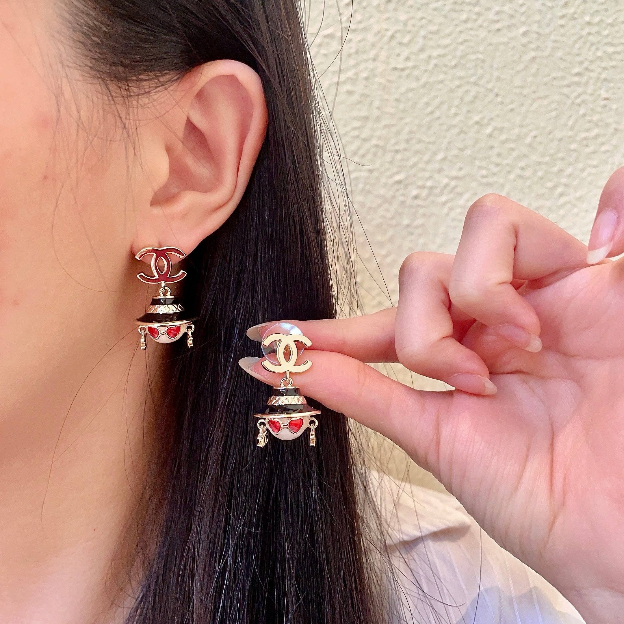 Vintage Authentic Chanel Gold-Tone Turn-Lock Earrings