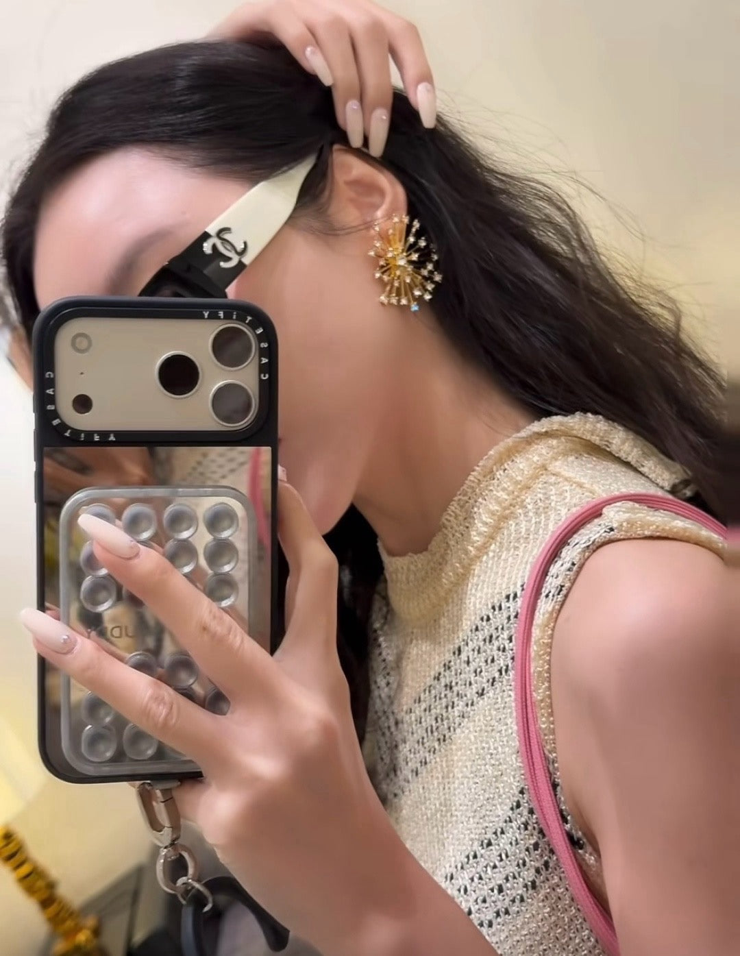 Vintage Authentic Gold-Tone Turn-Lock Earrings