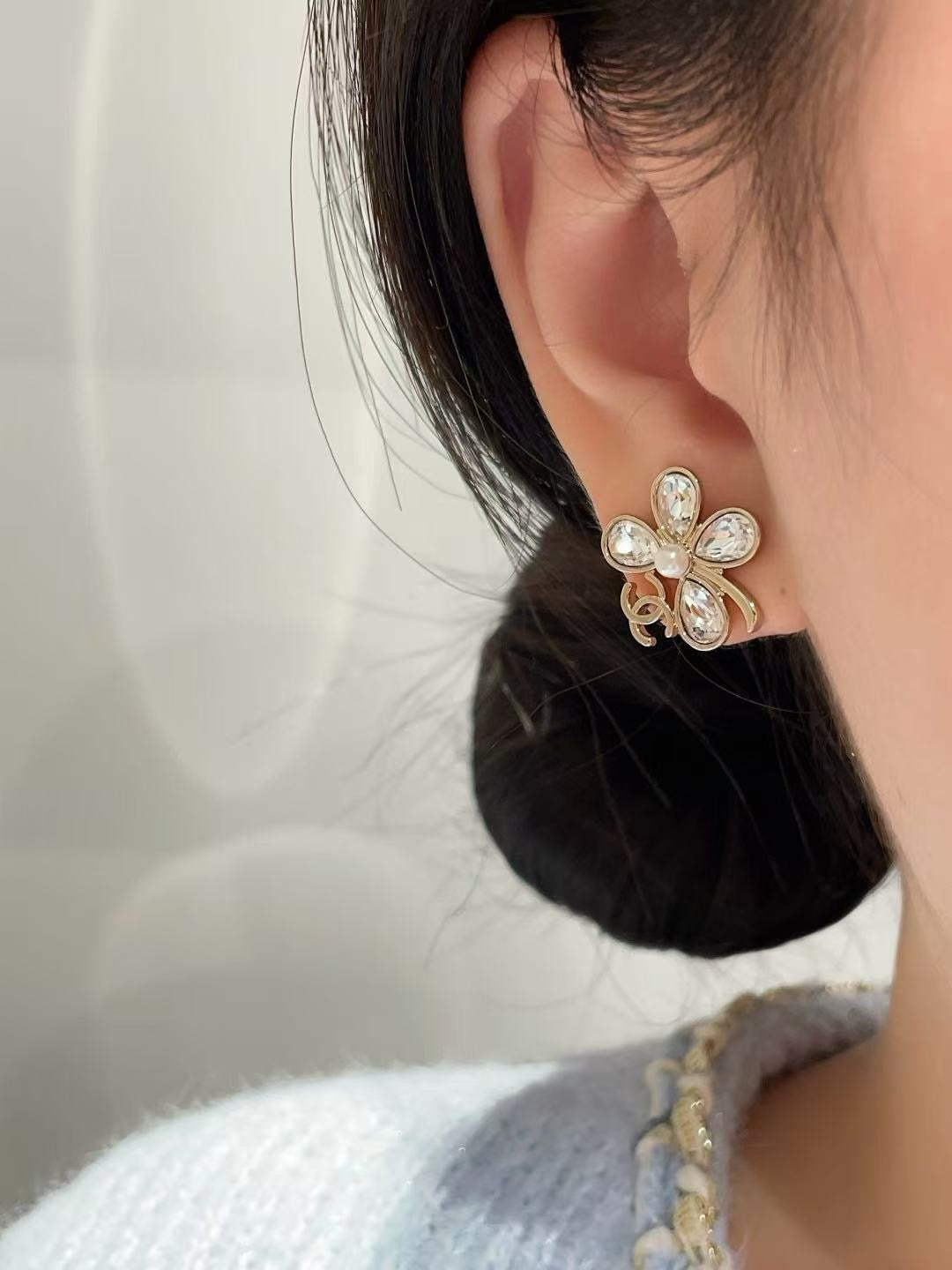 Vintage Authentic Gold-Tone Turn-Lock Earrings
