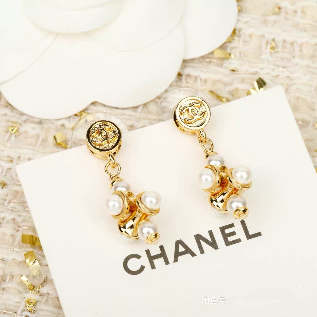 Vintage Authentic Gold-Tone Turn-Lock Earrings