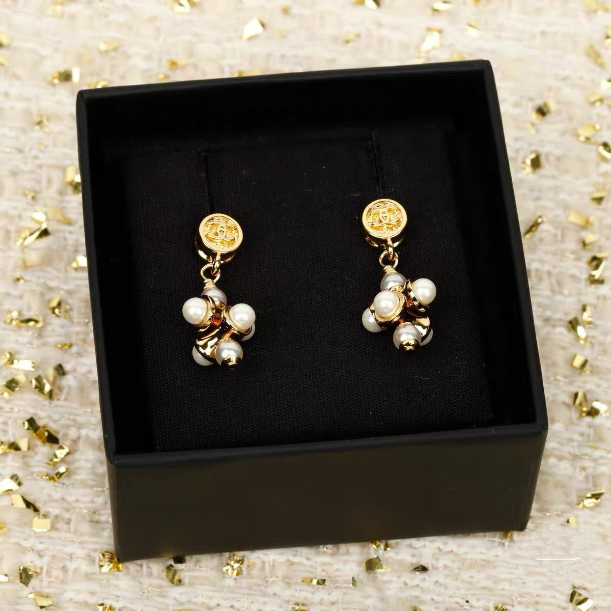 Vintage Authentic Gold-Tone Turn-Lock Earrings