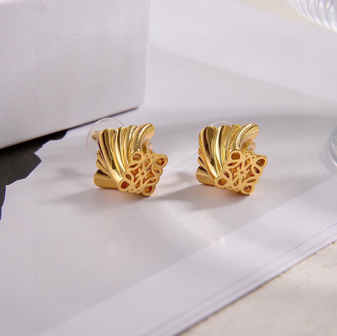 Vintage Authentic Gold-Tone Turn-Lock Earrings