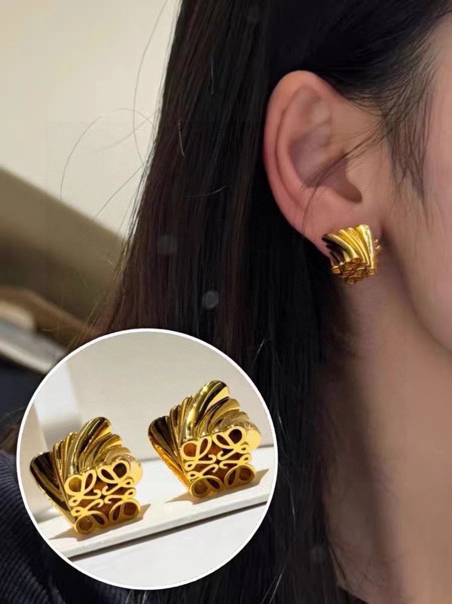 Vintage Authentic Gold-Tone Turn-Lock Earrings