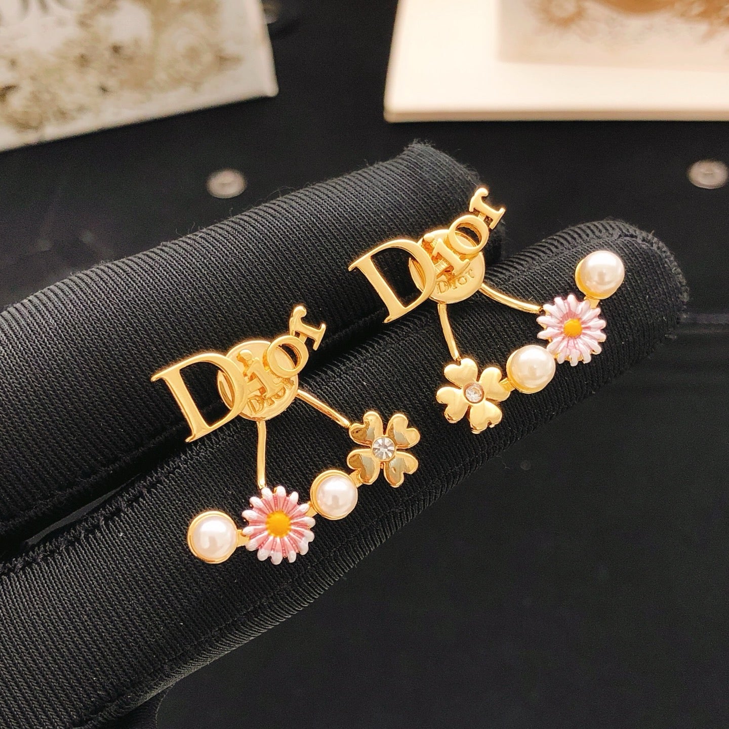 Vintage Authentic Gold-Tone Turn-Lock Earrings