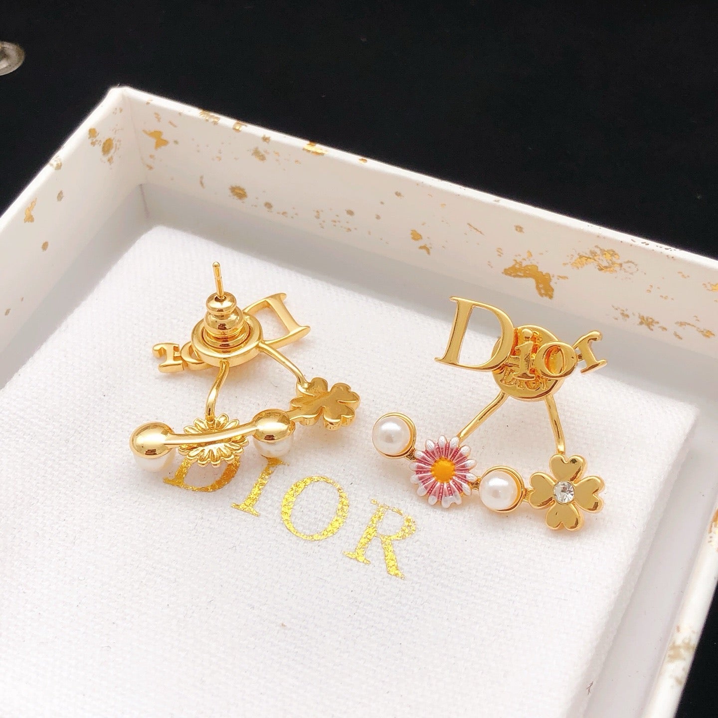 Vintage Authentic Gold-Tone Turn-Lock Earrings