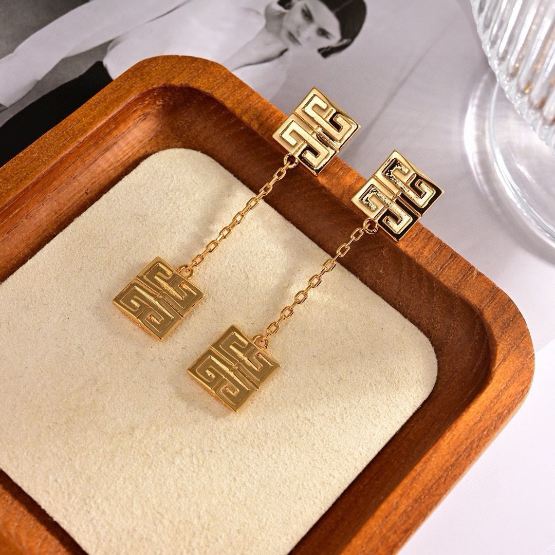 Vintage Authentic Gold-Tone Turn-Lock Earrings