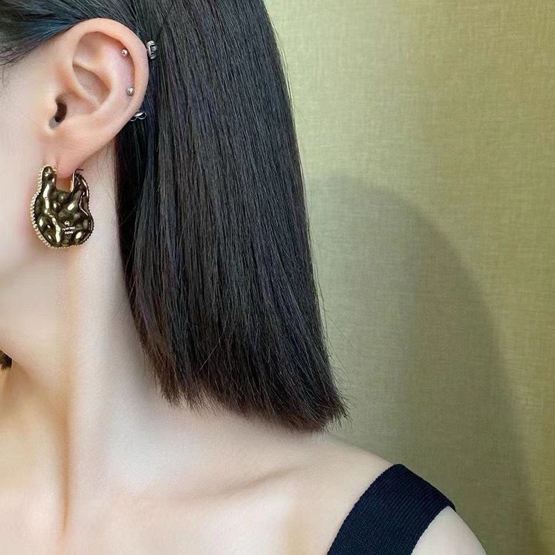Vintage Authentic Gold-Tone Turn-Lock Earrings