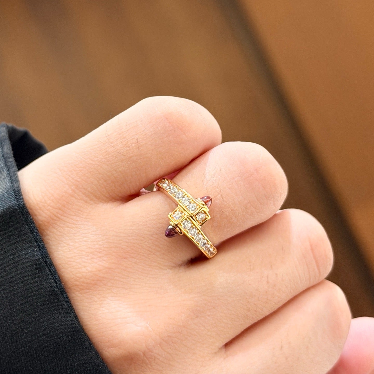 Vintage Authentic Gold-Tone Turn-Lock Ring
