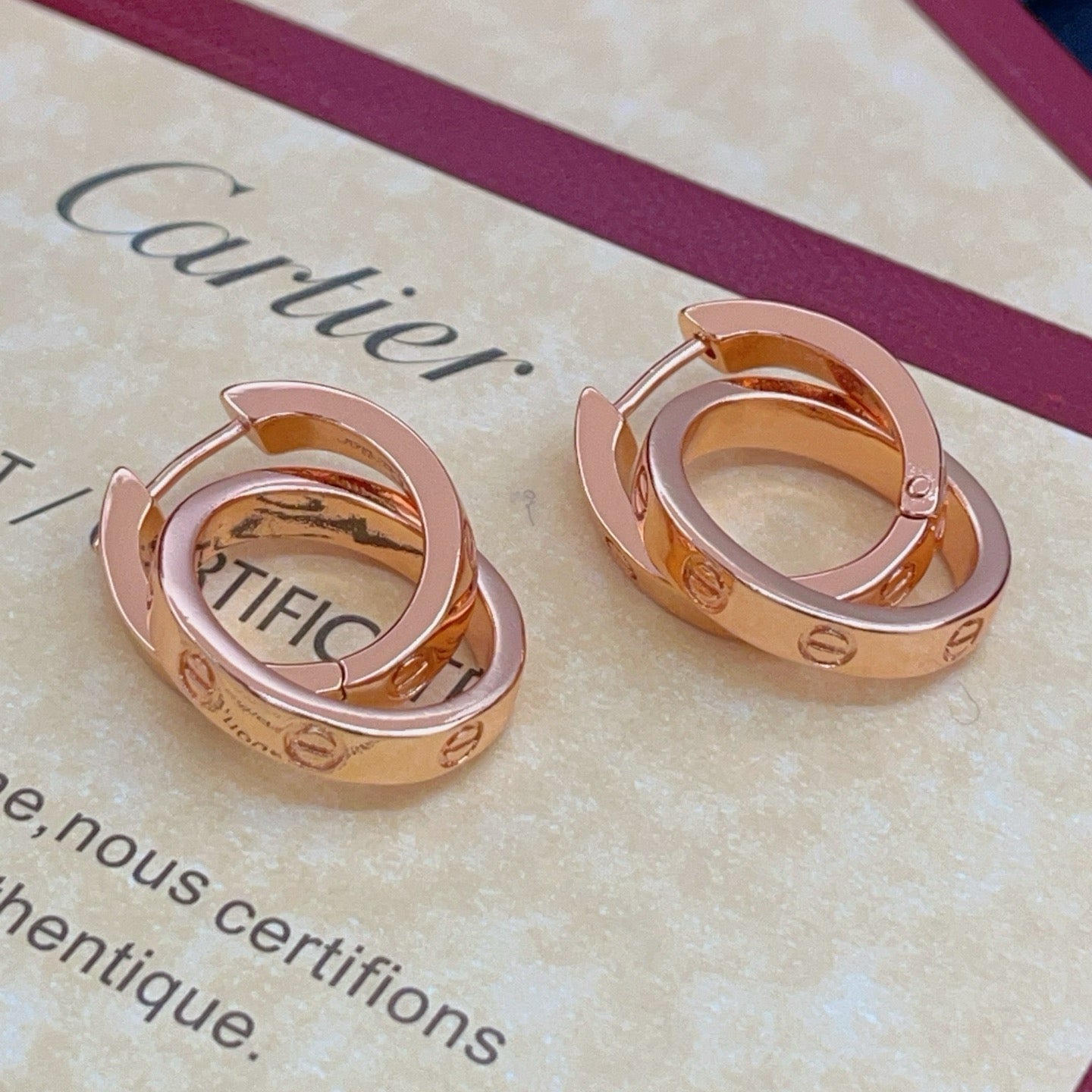 Vintage Authentic Gold-Tone Turn-Lock Earrings