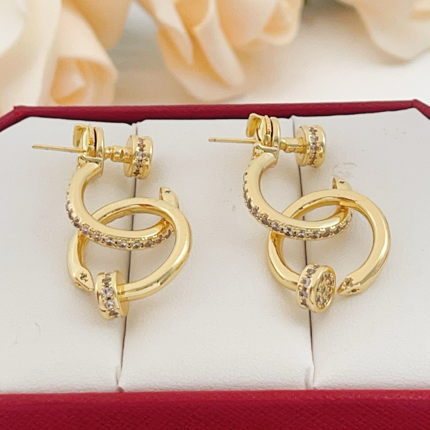 Vintage Authentic Gold-Tone Turn-Lock Earrings