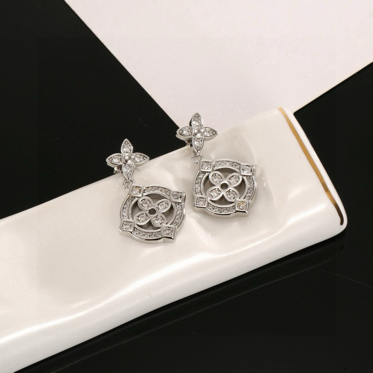 Vintage Authentic Gold-Tone Turn-Lock Earrings