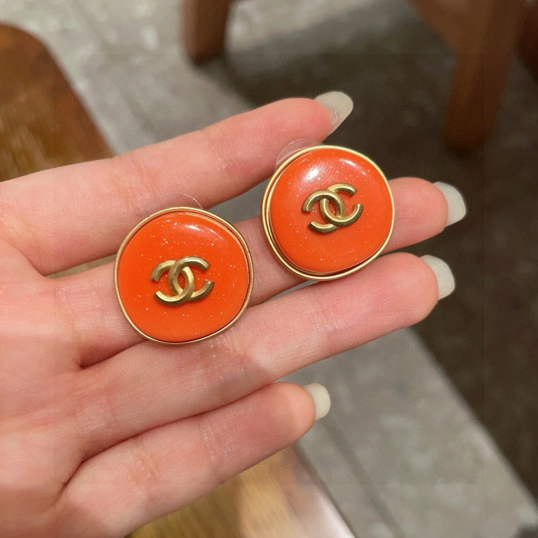 Vintage Authentic Gold-Tone Turn-Lock Earrings