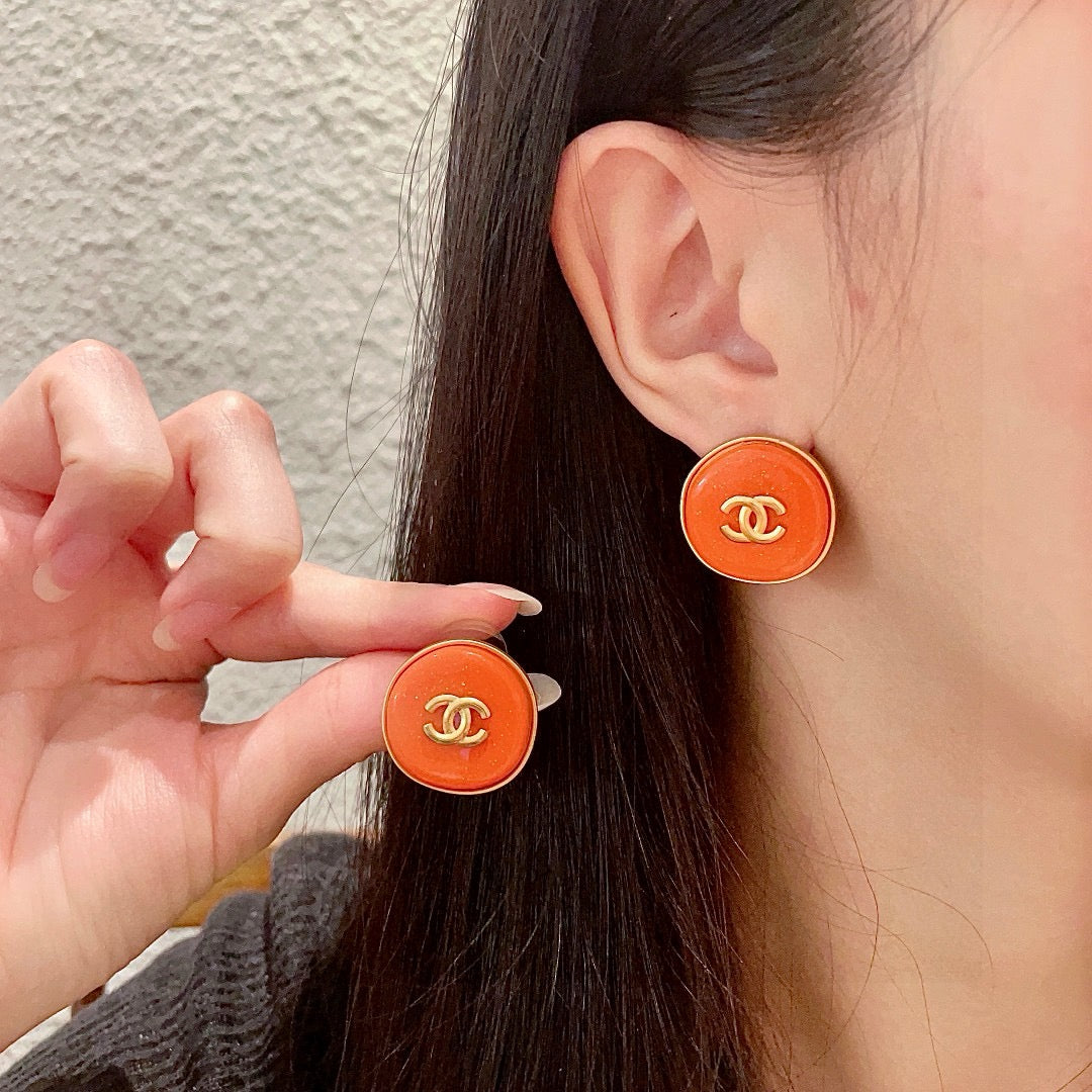 Vintage Authentic Gold-Tone Turn-Lock Earrings