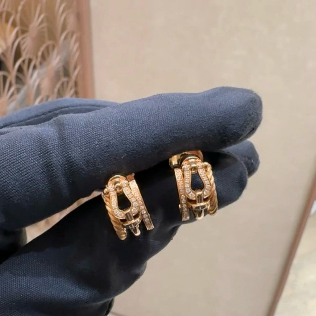 Vintage Authentic Gold-Tone Turn-Lock Earrings