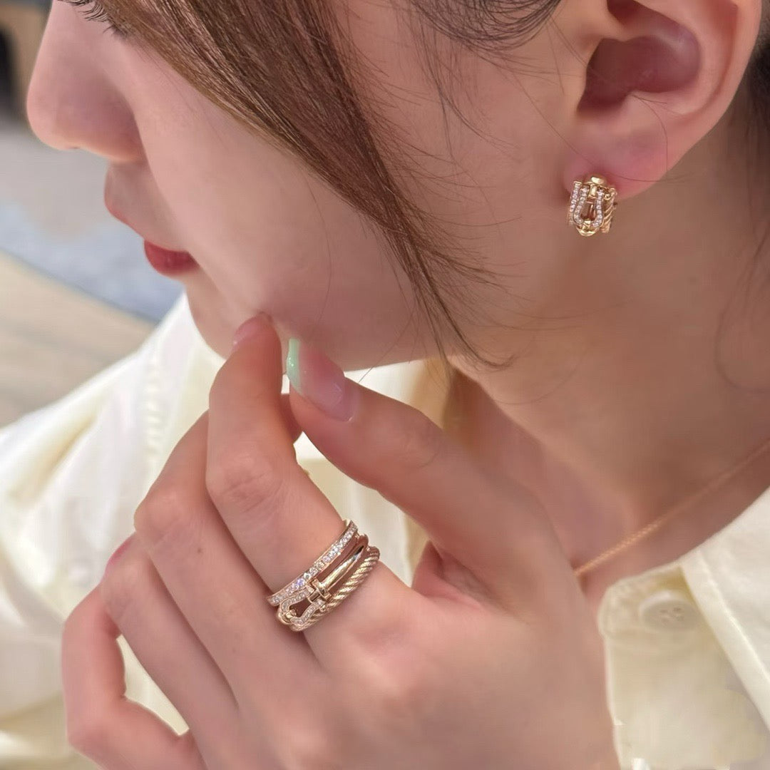 Vintage Authentic Gold-Tone Turn-Lock Earrings
