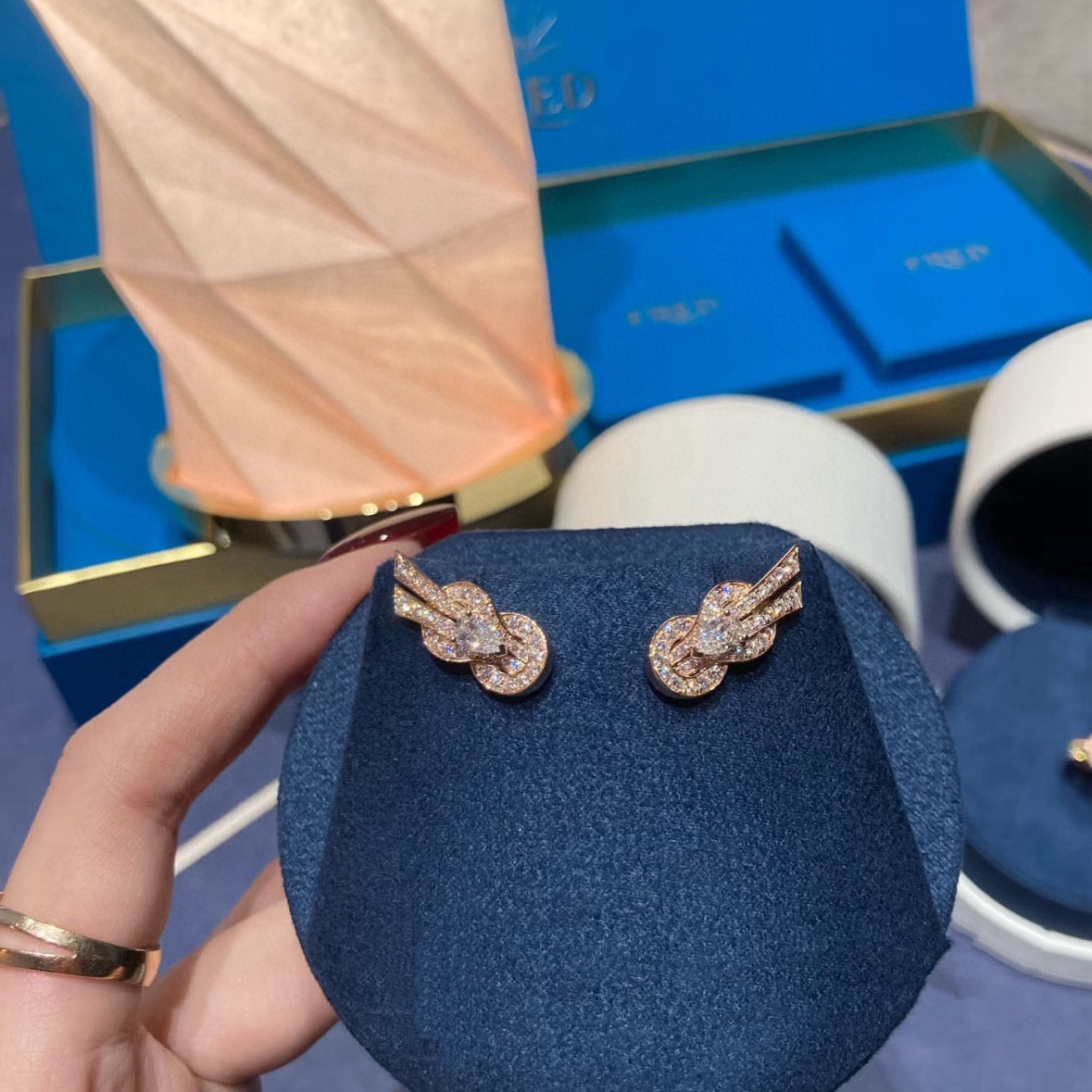 Vintage Authentic Gold-Tone Turn-Lock Earrings