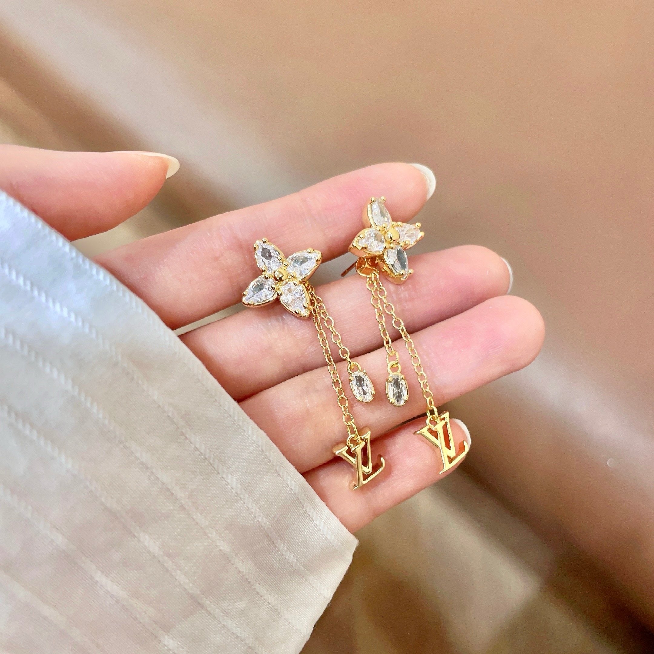 Vintage Authentic Gold-Tone Turn-Lock Earrings