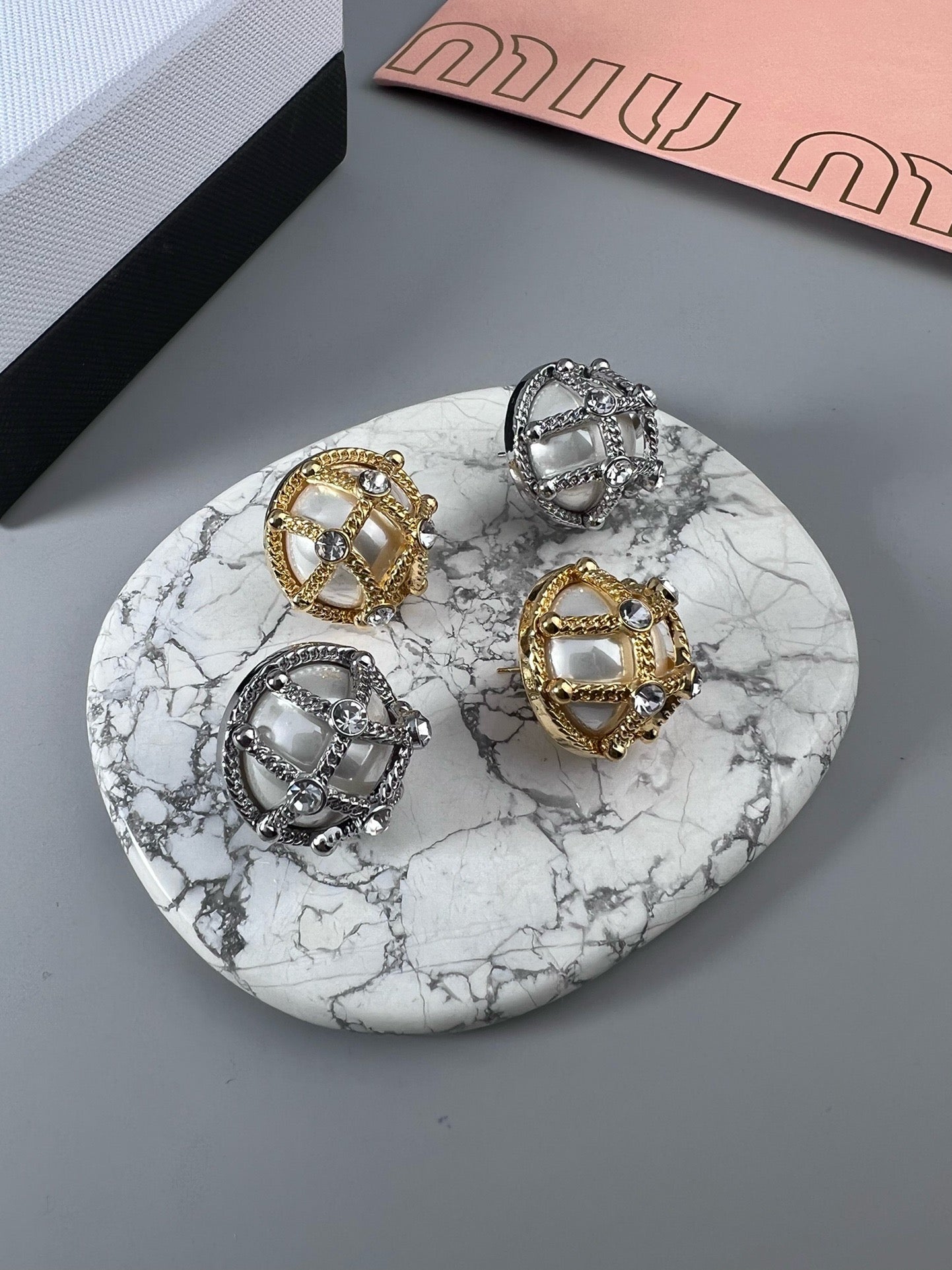 Vintage Authentic Gold-Tone Turn-Lock Earrings