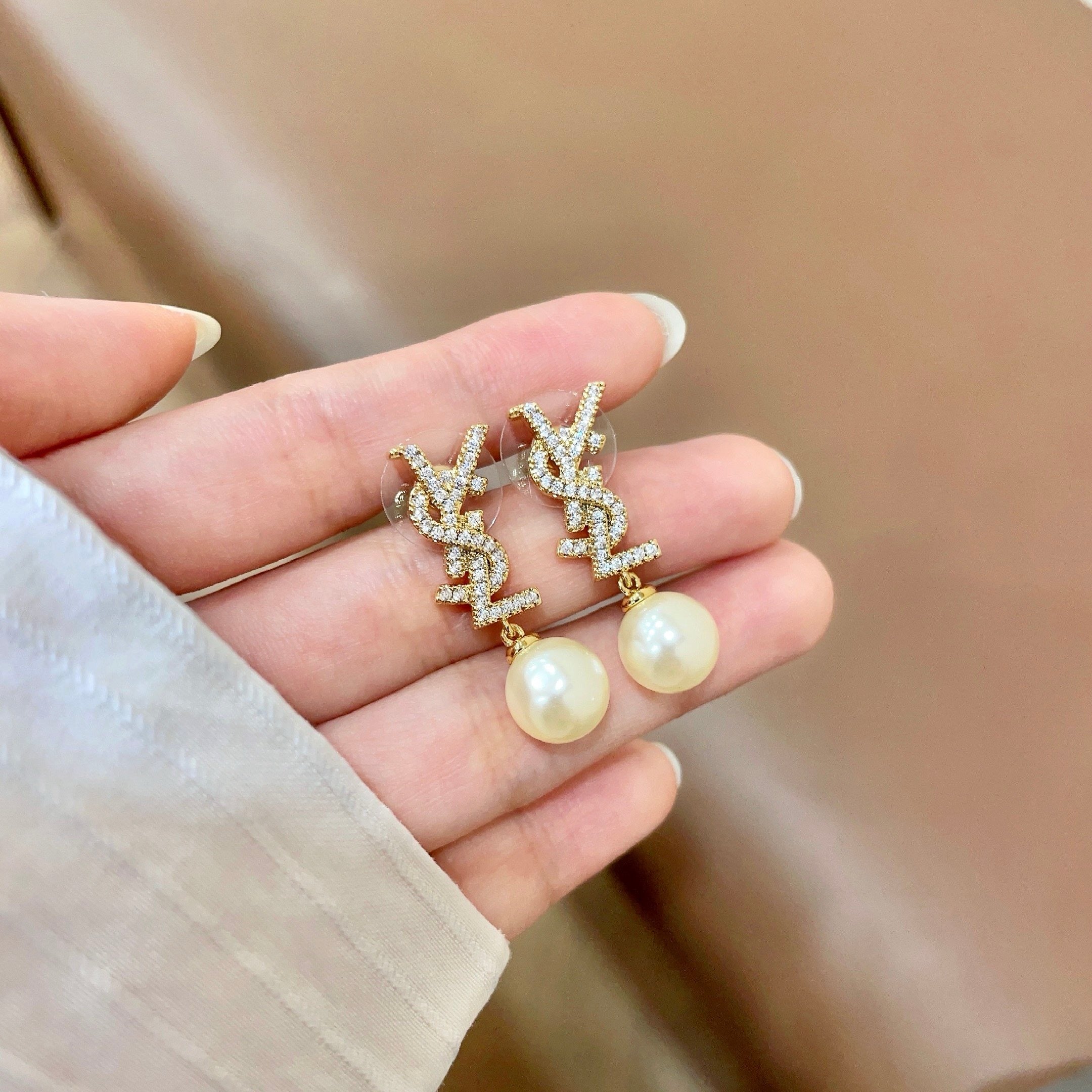 Vintage Authentic Gold-Tone Turn-Lock Earrings