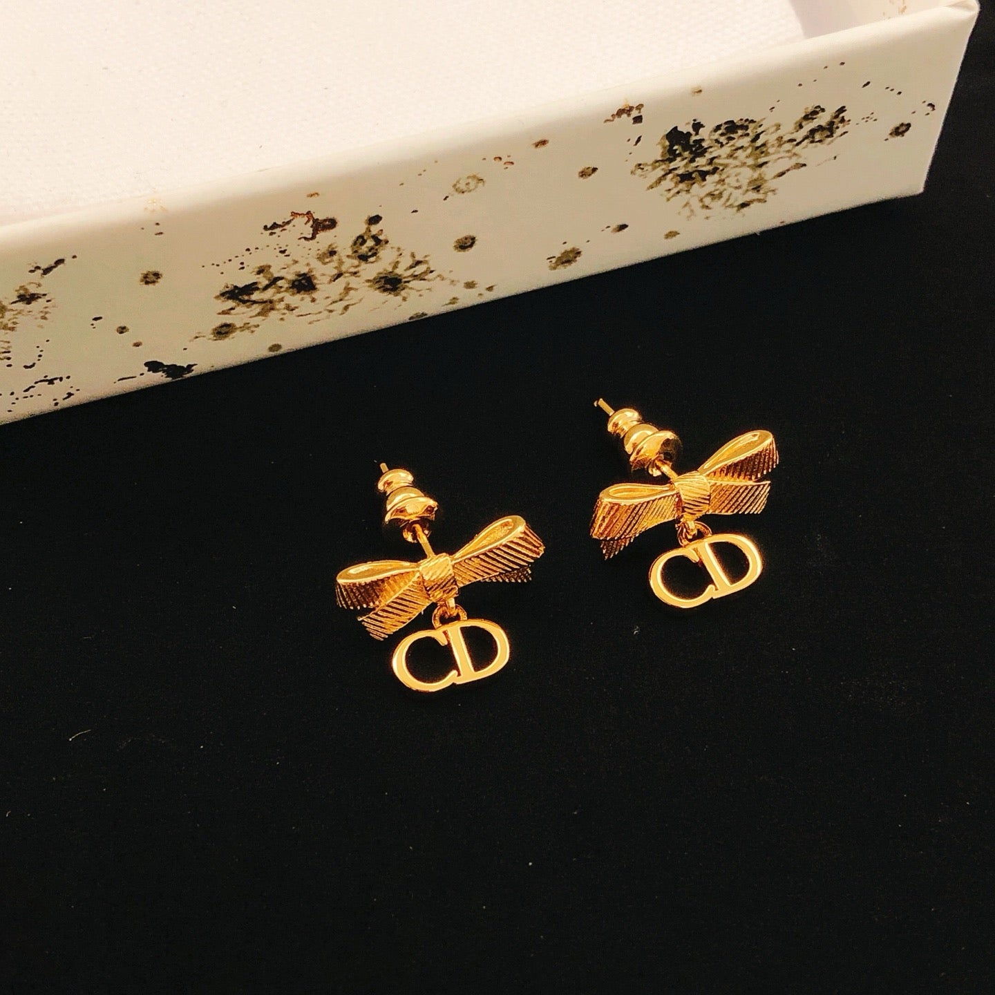Vintage Authentic Gold-Tone Turn-Lock Earrings