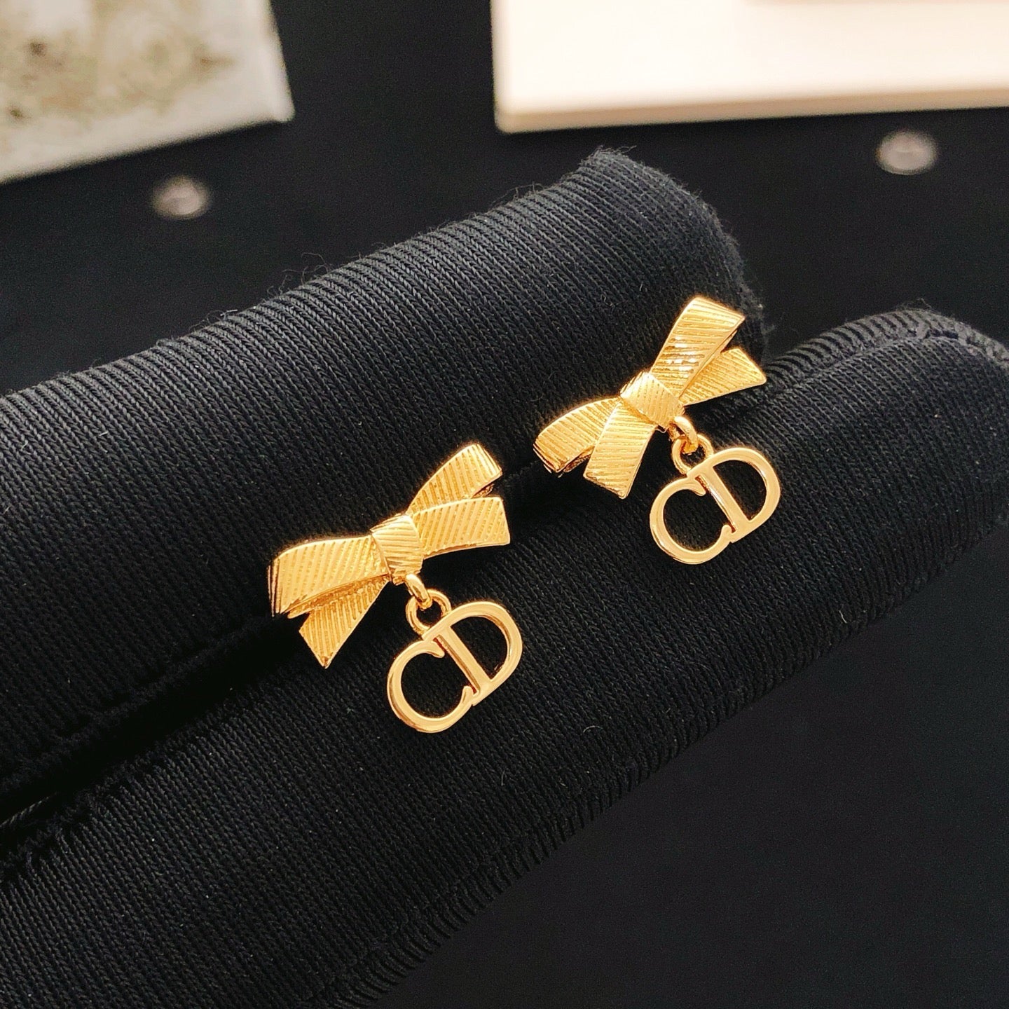 Vintage Authentic Gold-Tone Turn-Lock Earrings