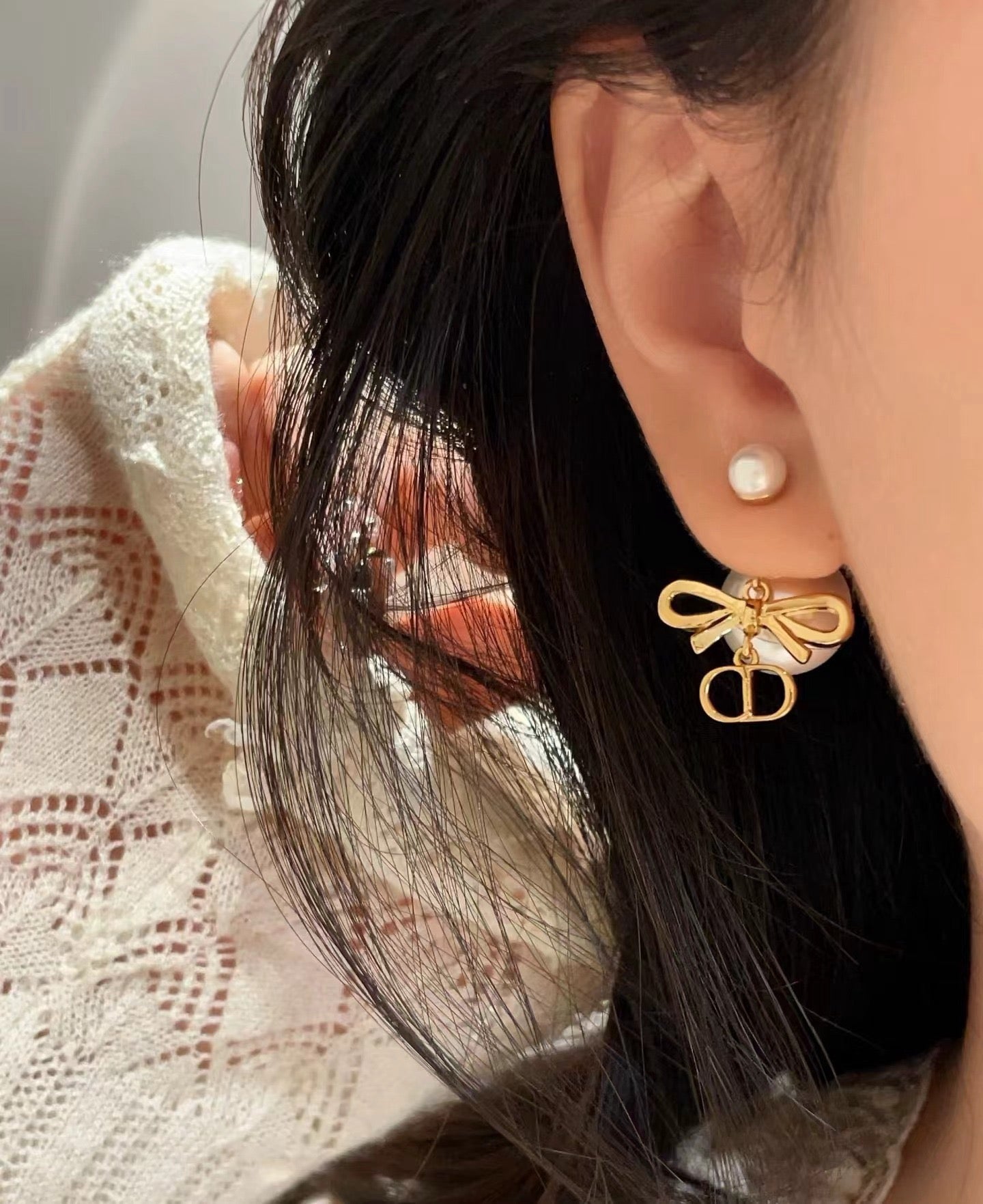 Vintage Authentic Gold-Tone Turn-Lock Earrings