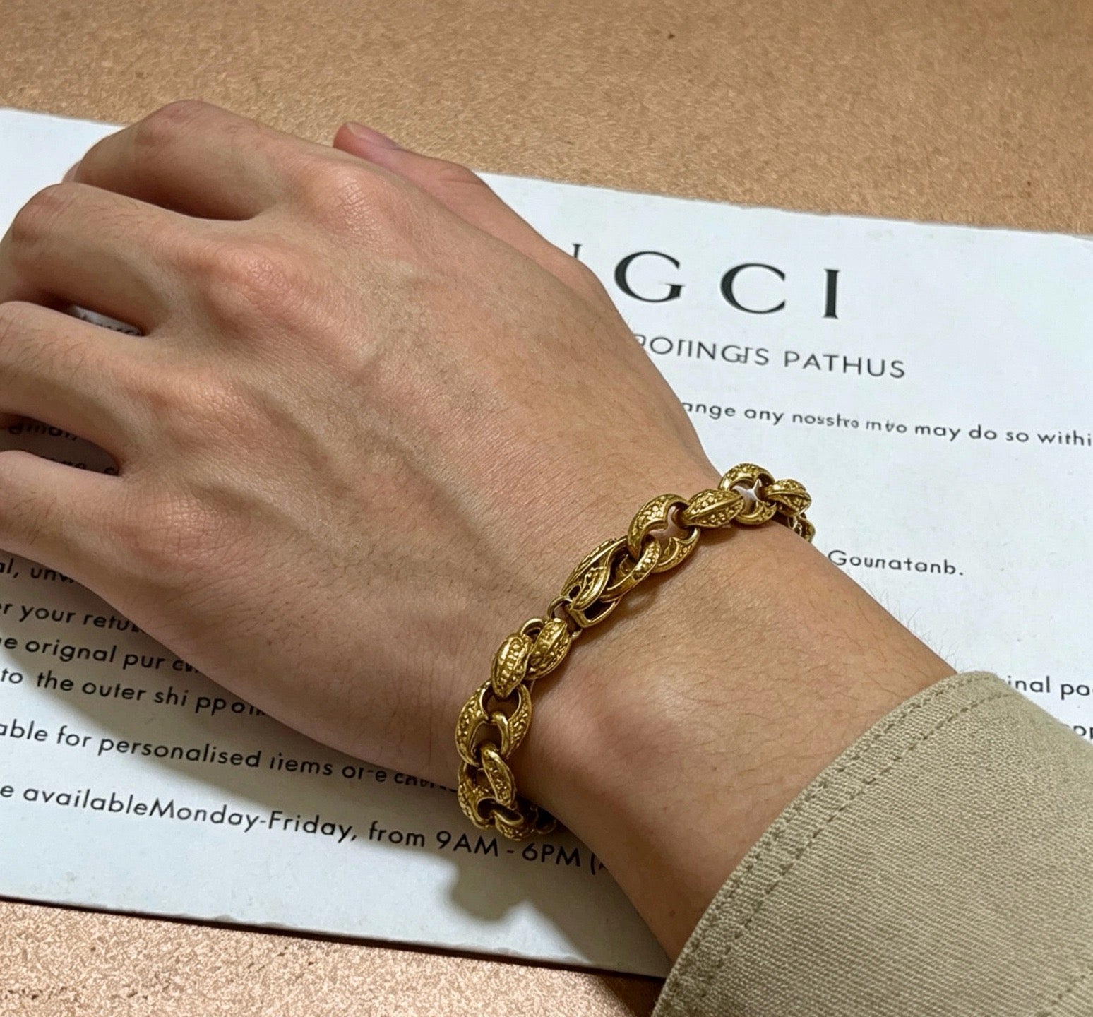 Vintage Authentic Gold-Tone Turn-Lock Bracelet
