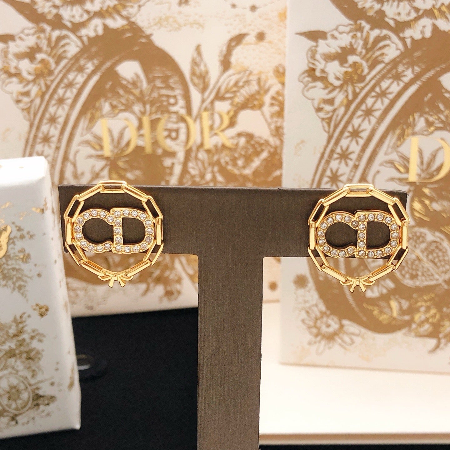 Vintage Authentic Gold-Tone Turn-Lock Earrings