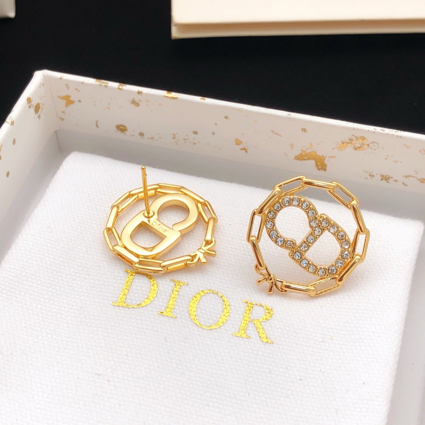 Vintage Authentic Gold-Tone Turn-Lock Earrings