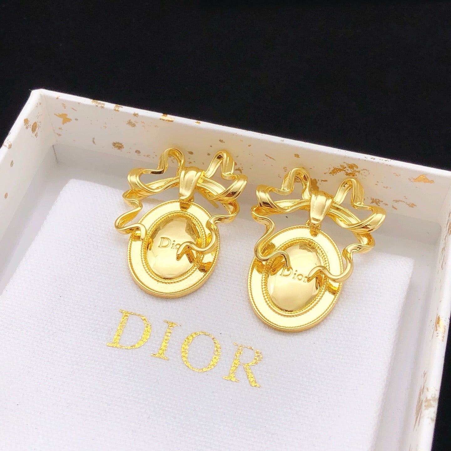 Vintage Authentic Gold-Tone Turn-Lock Earrings