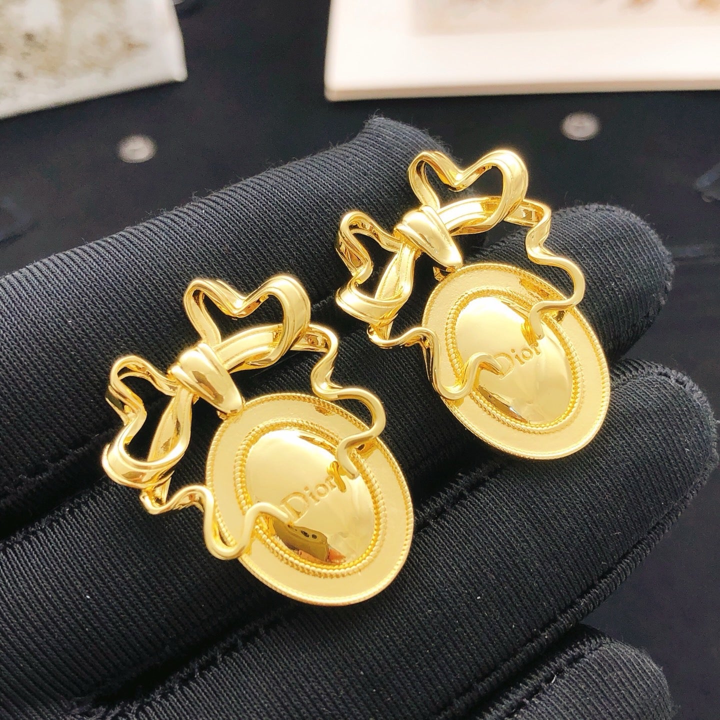 Vintage Authentic Gold-Tone Turn-Lock Earrings