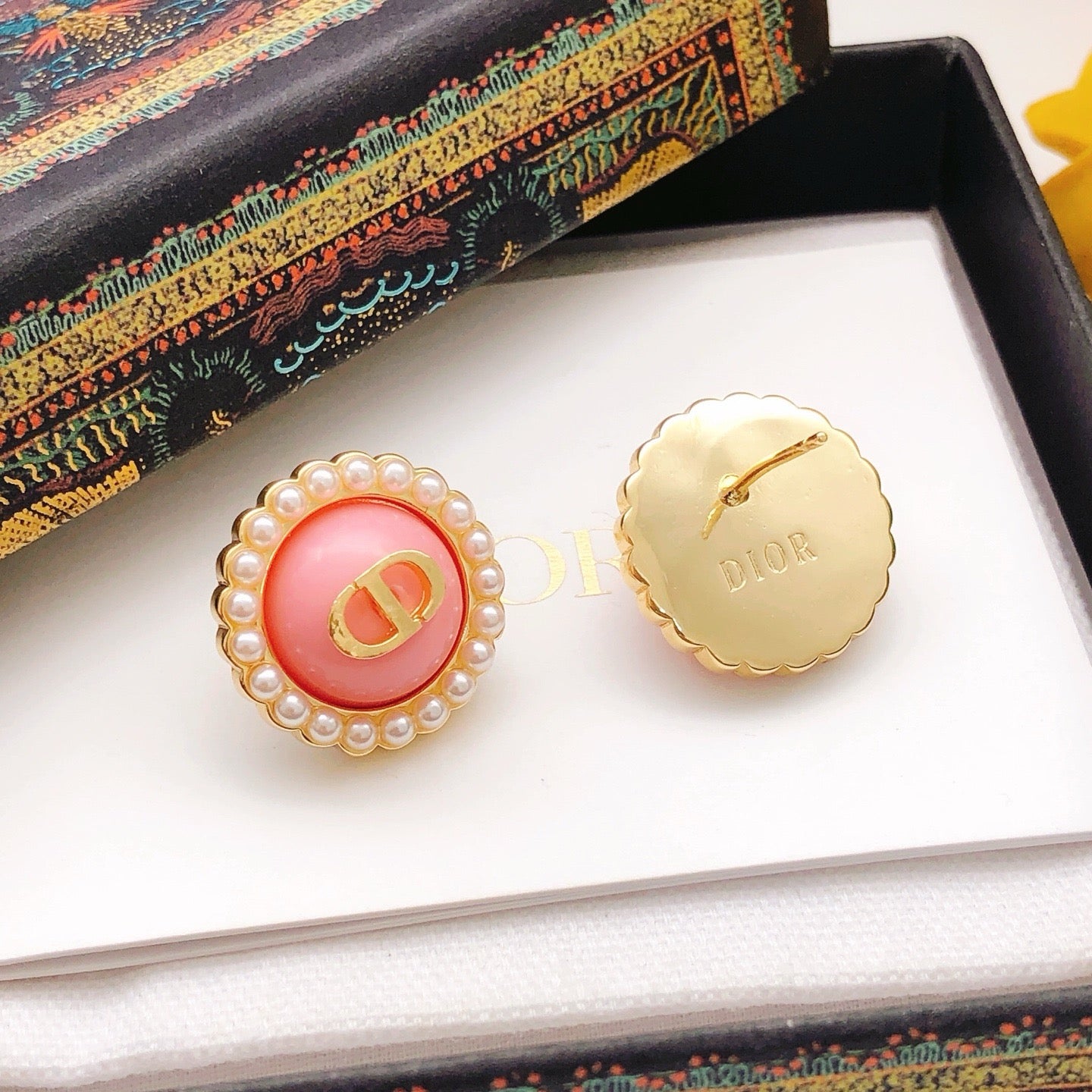 Vintage Authentic Gold-Tone Turn-Lock Earrings