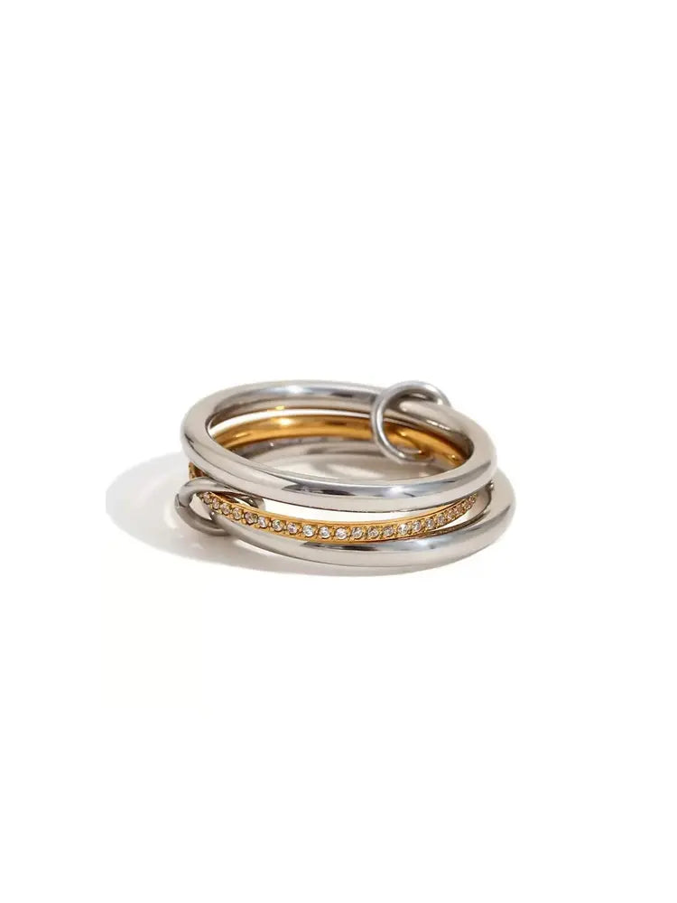 Interlocked Ring Creative Paris Stainless Steel Di | 18K ... - view 5