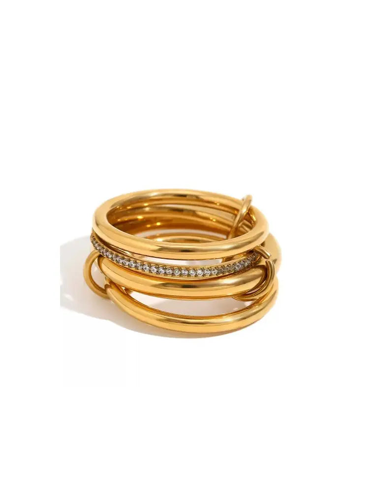 Interlocked Ring Creative Paris Stainless Steel Di | 18K ... - view 4