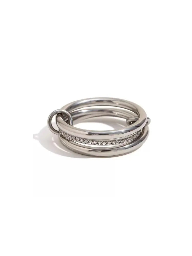 Interlocked Ring Creative Paris Stainless Steel Di | 18K ... - view 8