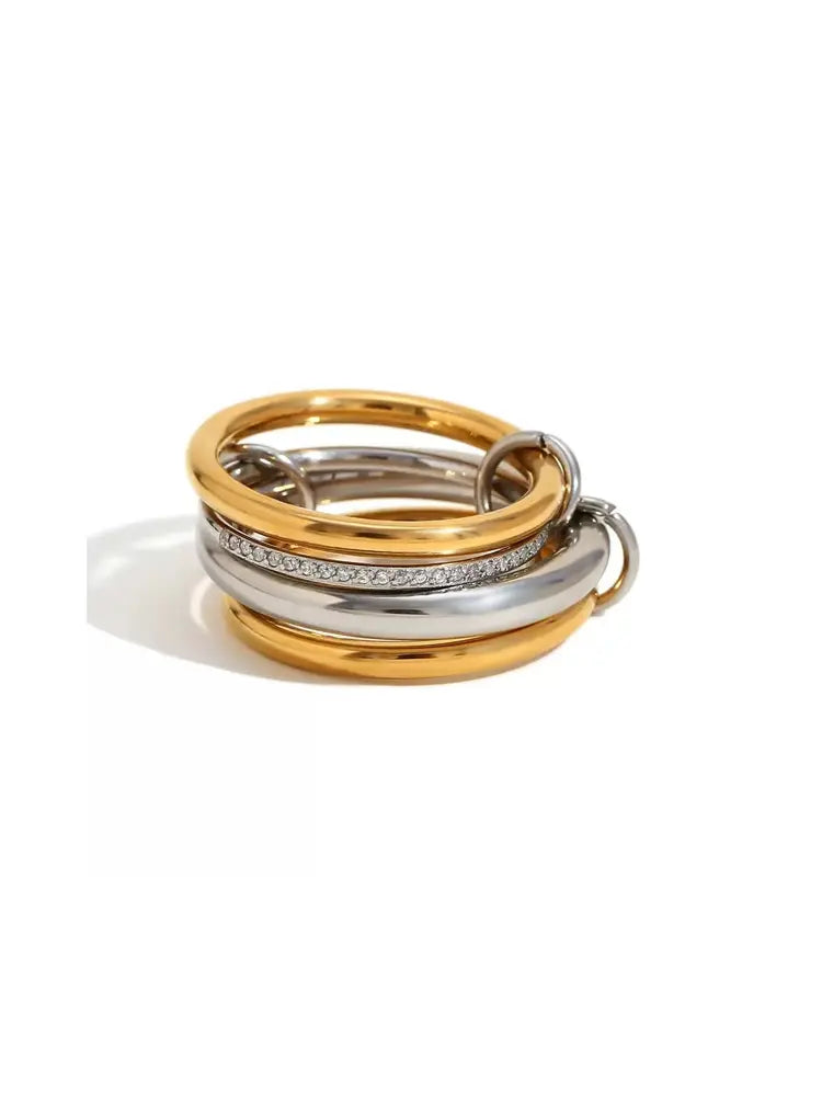 Interlocked Ring Creative Paris Stainless Steel Di | 18K ... - view 2