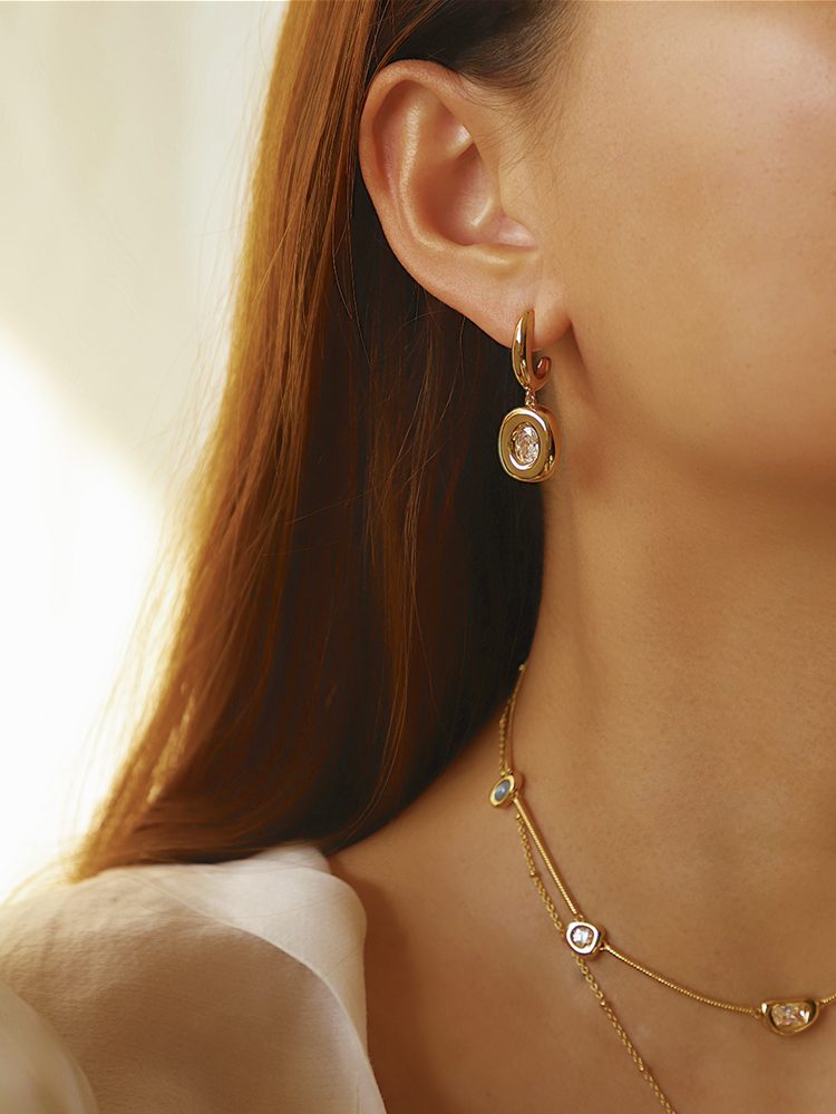 Italian Gold Butter Dangle Earrings 18K Gold Plated